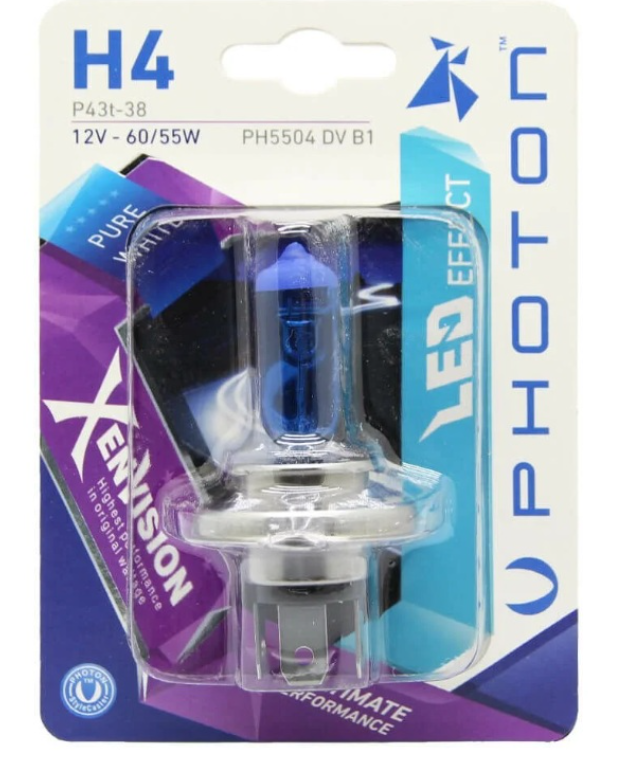 L-PH5504-1 - PHOTON H4 12V 60/55W MAVİ CAM BEYAZ IŞIK [TEKLİ] Led - Oto Yedek Parça Görseli
